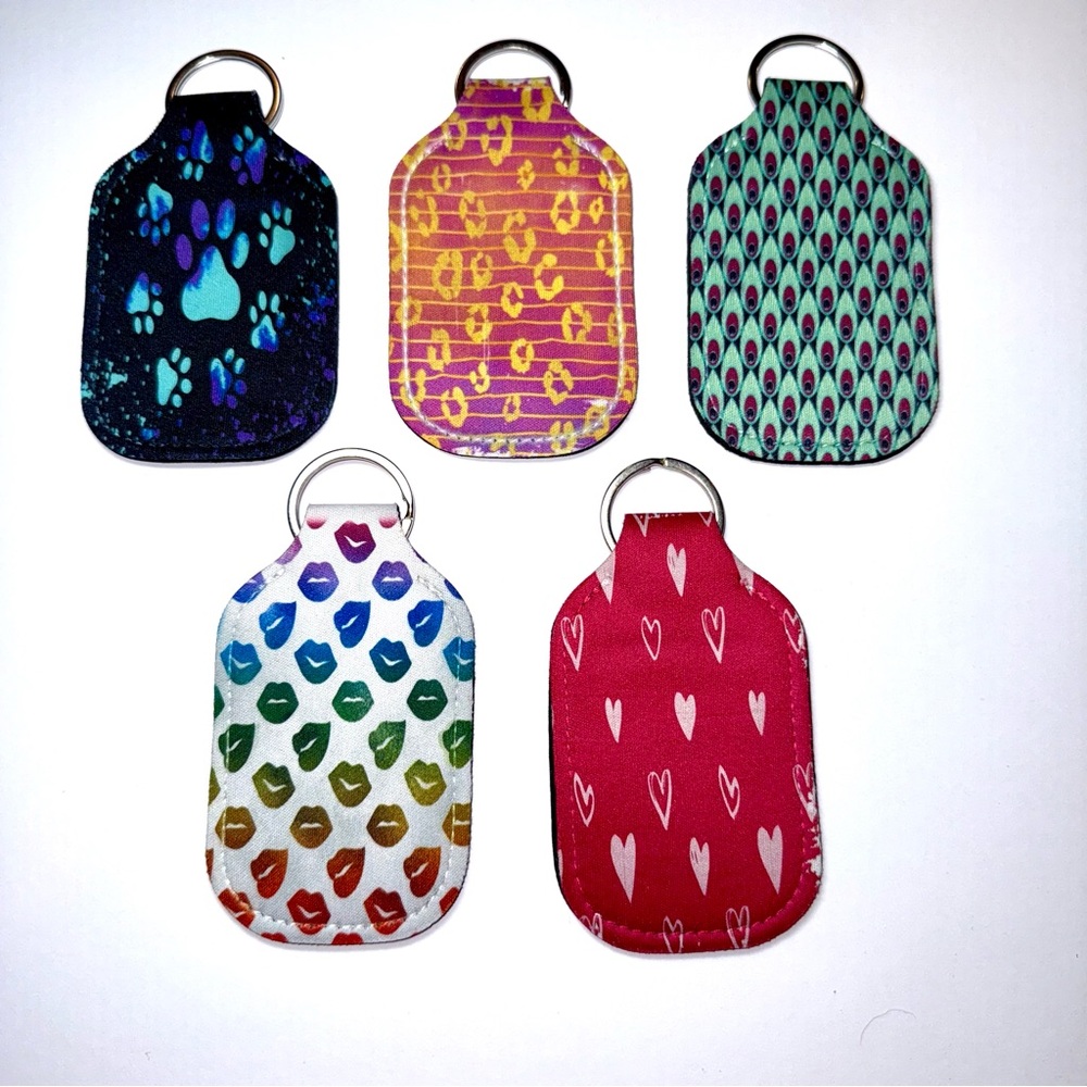 NWOT-Colorful Hand Sanitizer Holder Keychains (5) - Picture 2 of 7